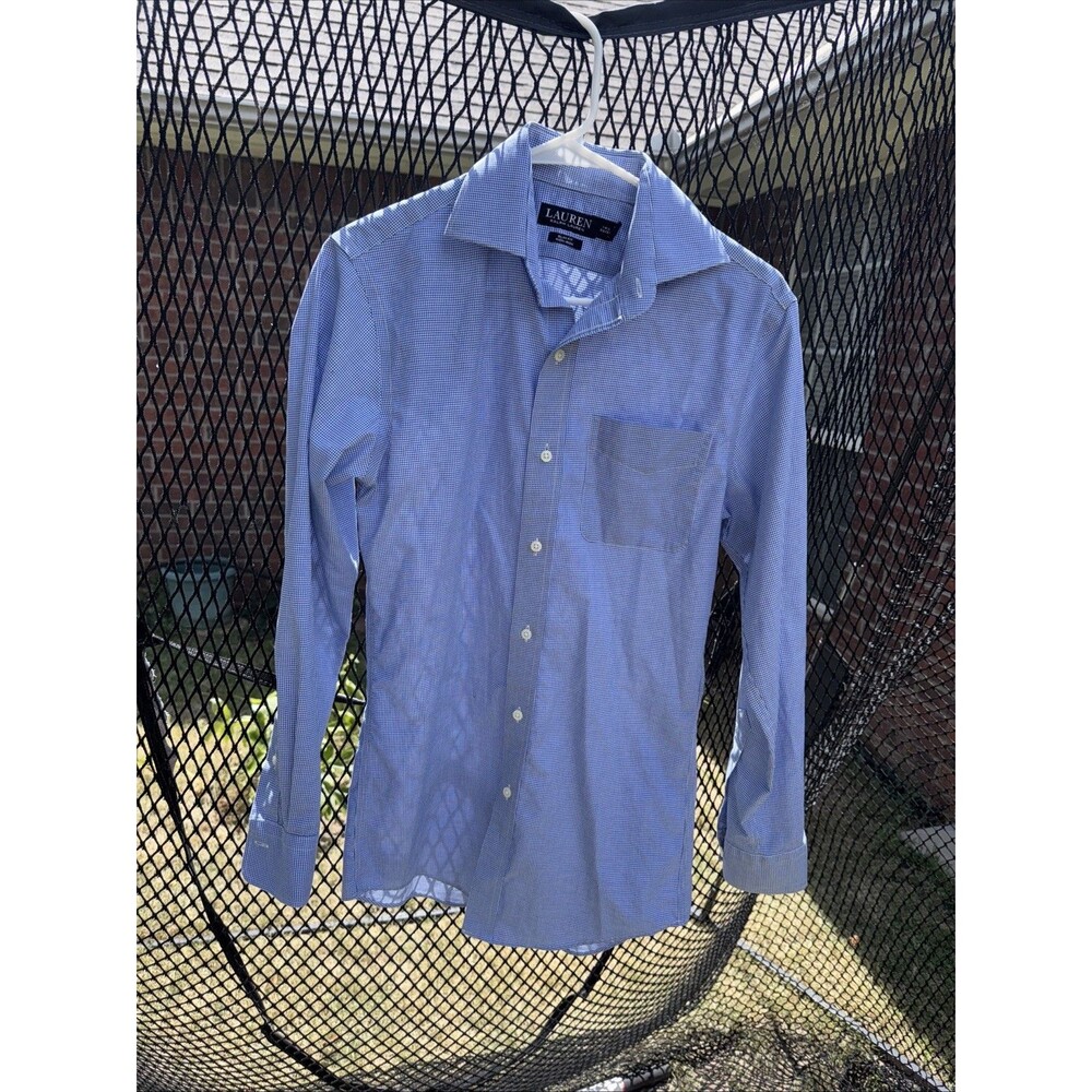 Ralph Lauren mens long Sleeve black Label 14.5 33/33 Button Up Slim Fit Non Iron